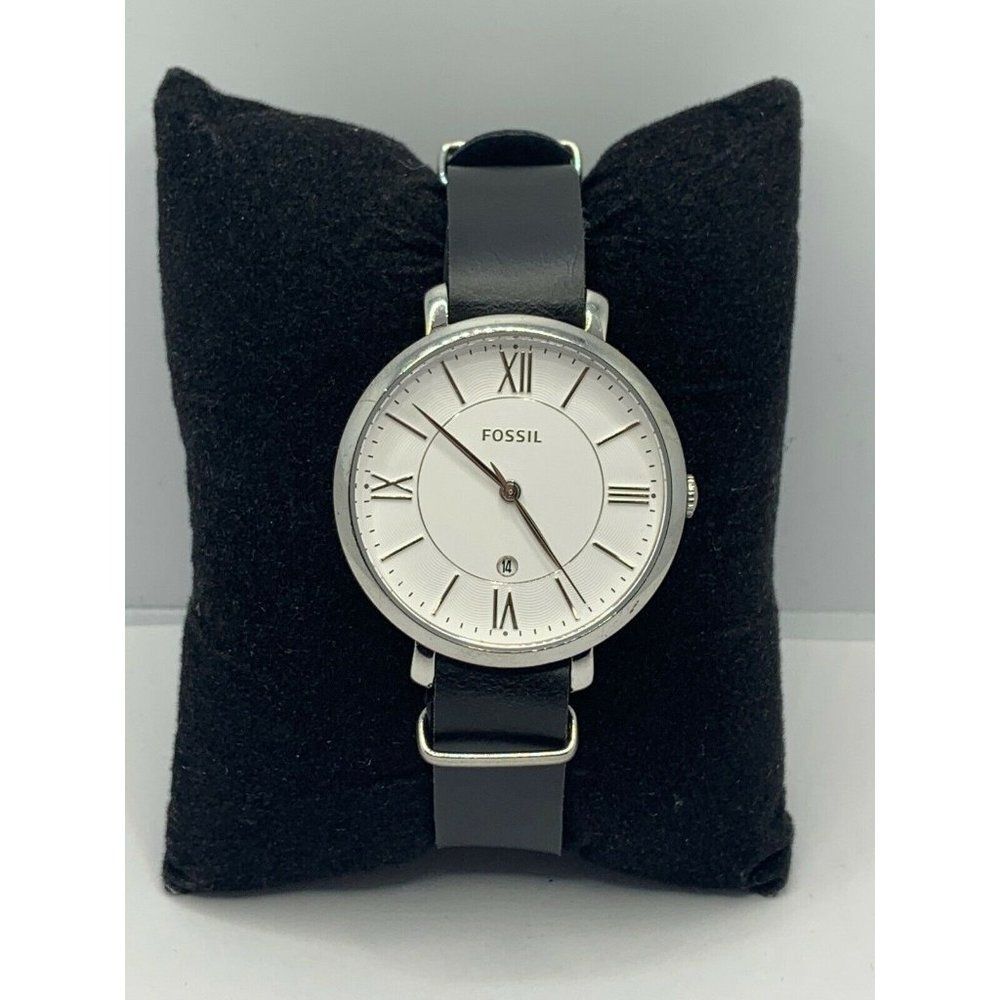 Fossil ES3793 Women's Black Leather Analog White D